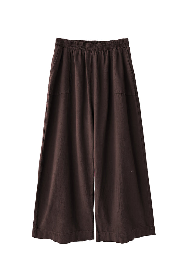 Brown wide-leg pants on a white background