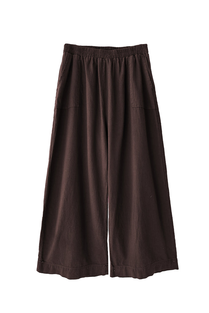 Brown wide-leg pants on a white background