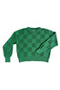 Anya Checkerboard Sweater in Fern on white background