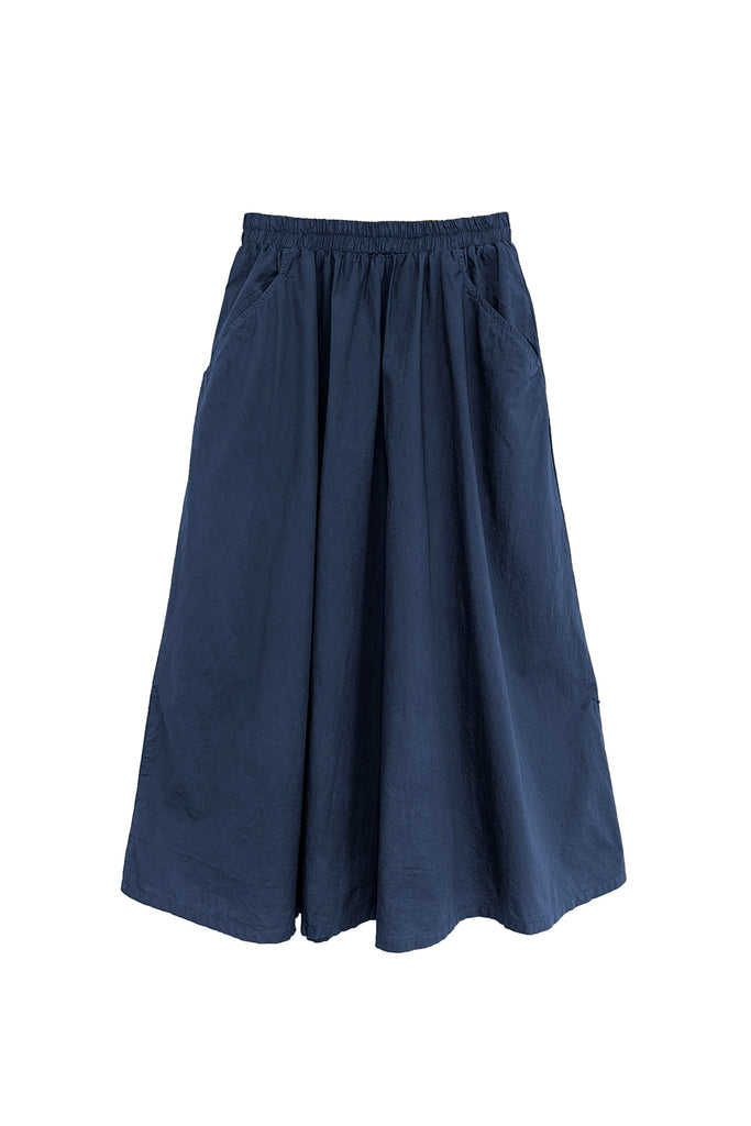 Fawn Poplin Skirt in Indigo on white background