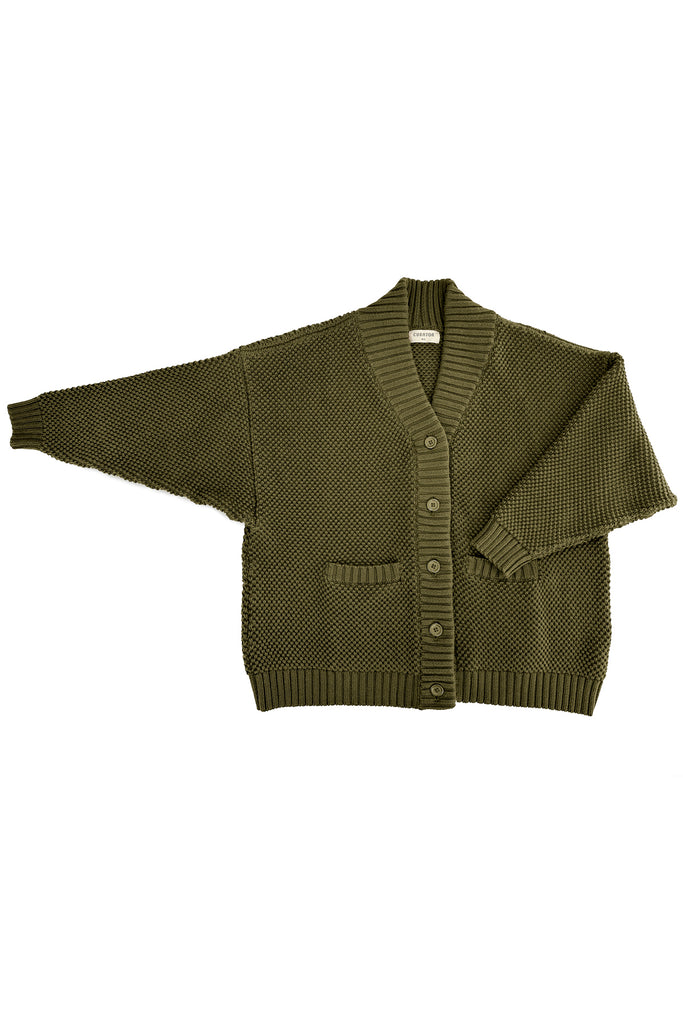Grandpa Cardigan in Fennel on white background