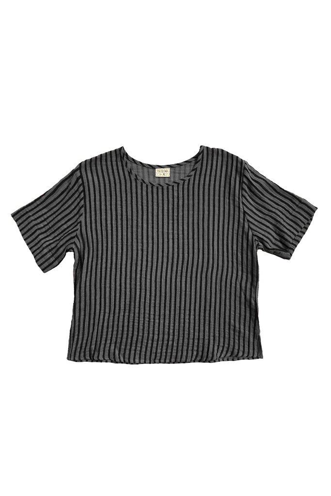 Hanna Tee in Faded Black/Black Stripe on white background