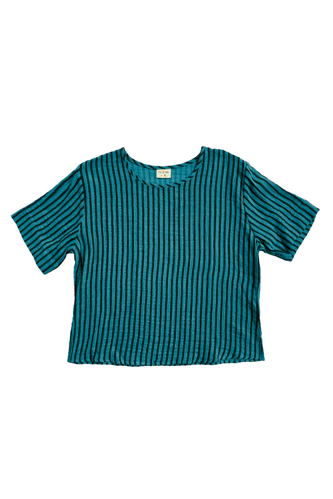 Hanna Stripe Tee in Ocean on white background