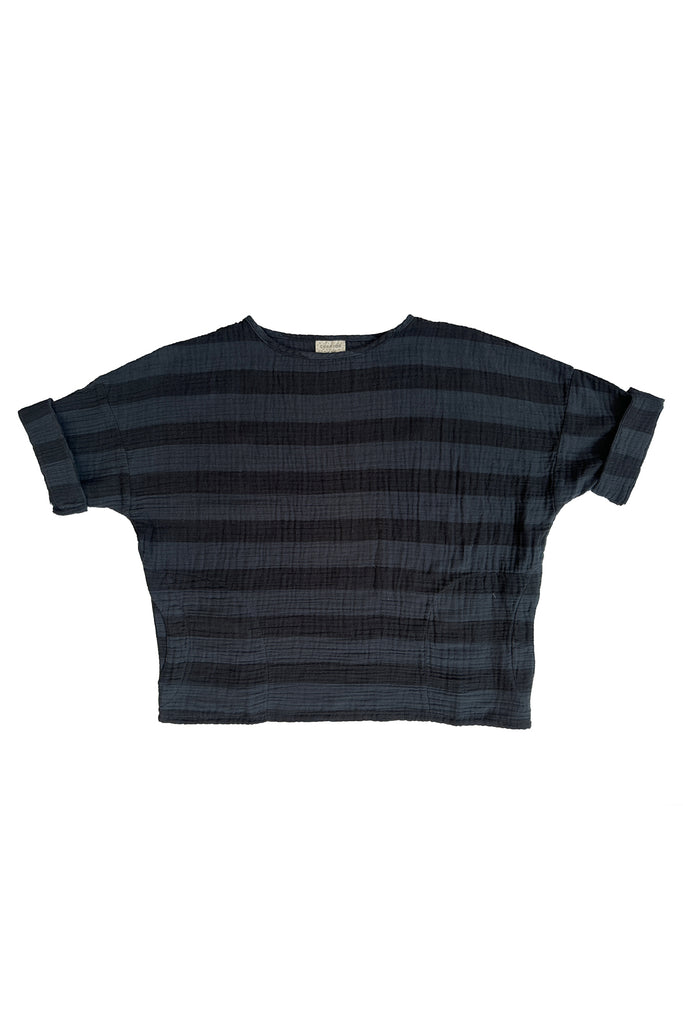Izzy Stripe Top in Black on white background