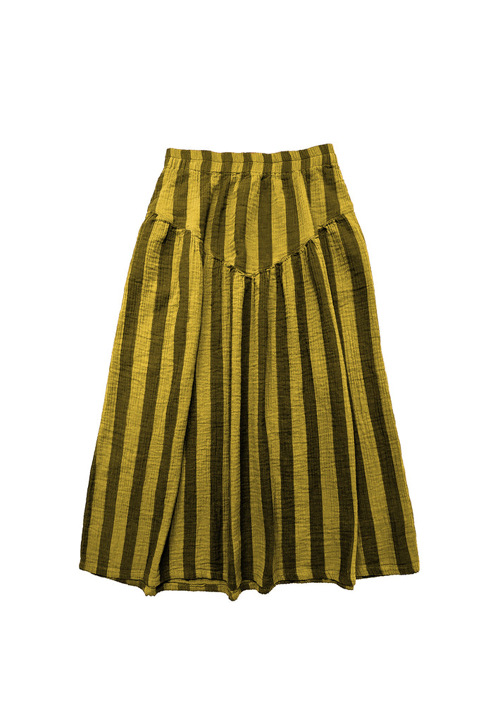 Jessie Stripe Skirt in Dijon on white background