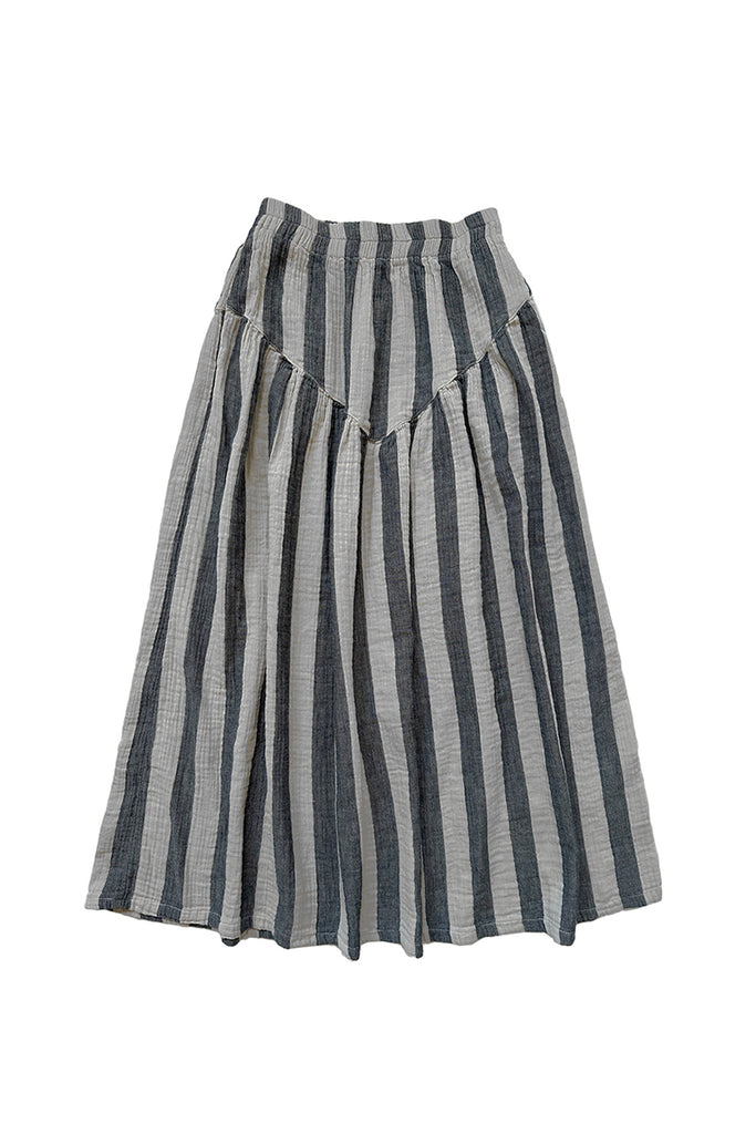 Jessie Skirt in Oat and Black stripe on white background