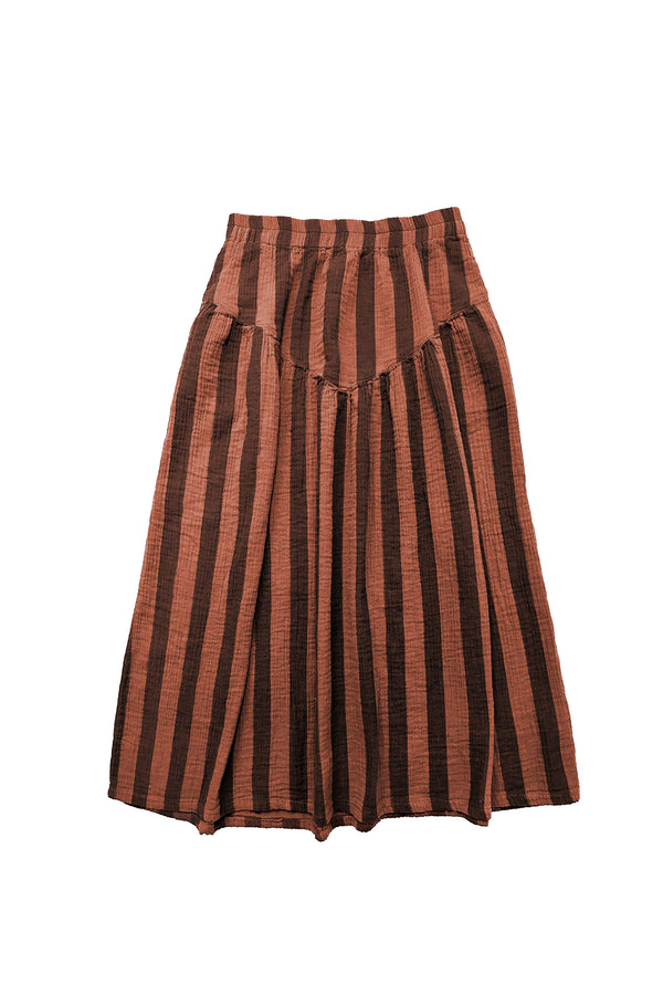 Jessie Skirt in Terracotta and Black stripe on white background