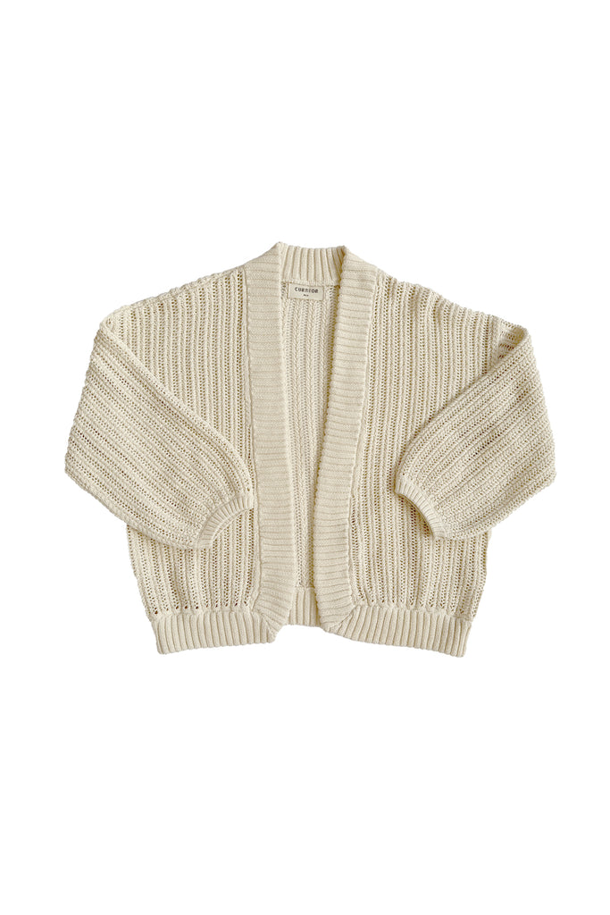 Maeva Cardigan in Biscuit on white background