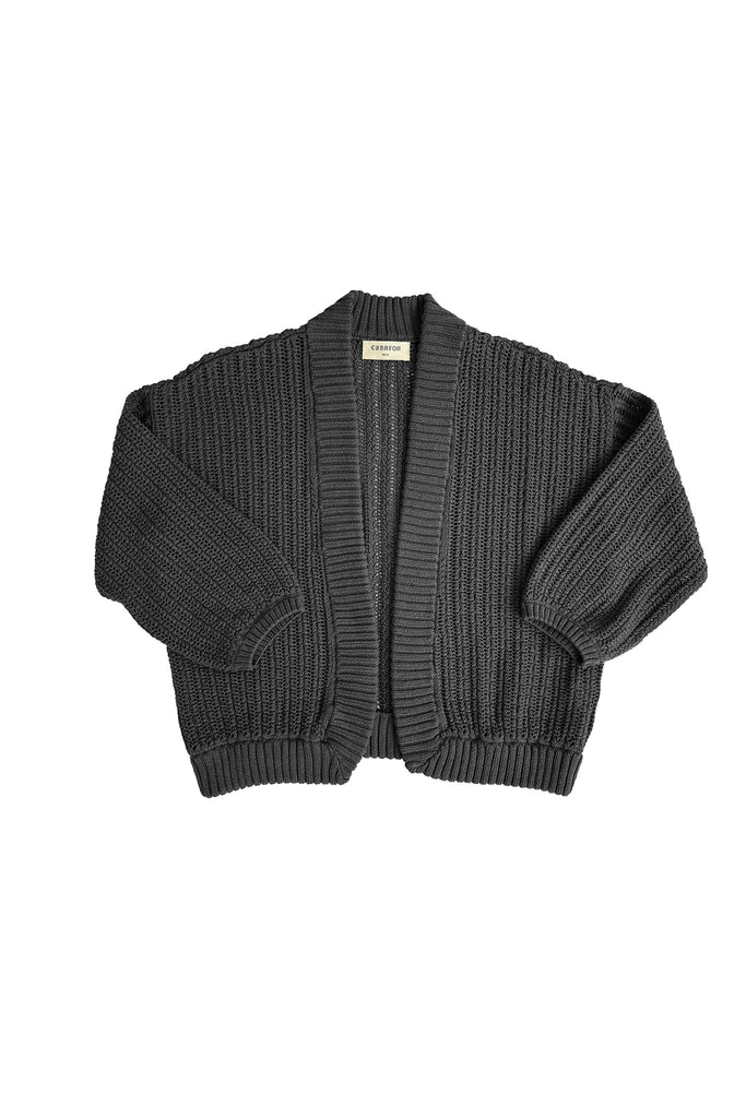 Maeva Cardigan in Charcoal on white background