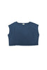 Blue sleeveless top on a white background
