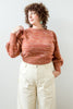 Joni Sweater in Rust Melange and Painter Pant in Natural on model standing in front of white background