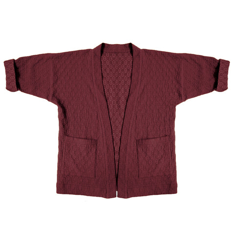 Jules Cardigan in Burgundy on white background