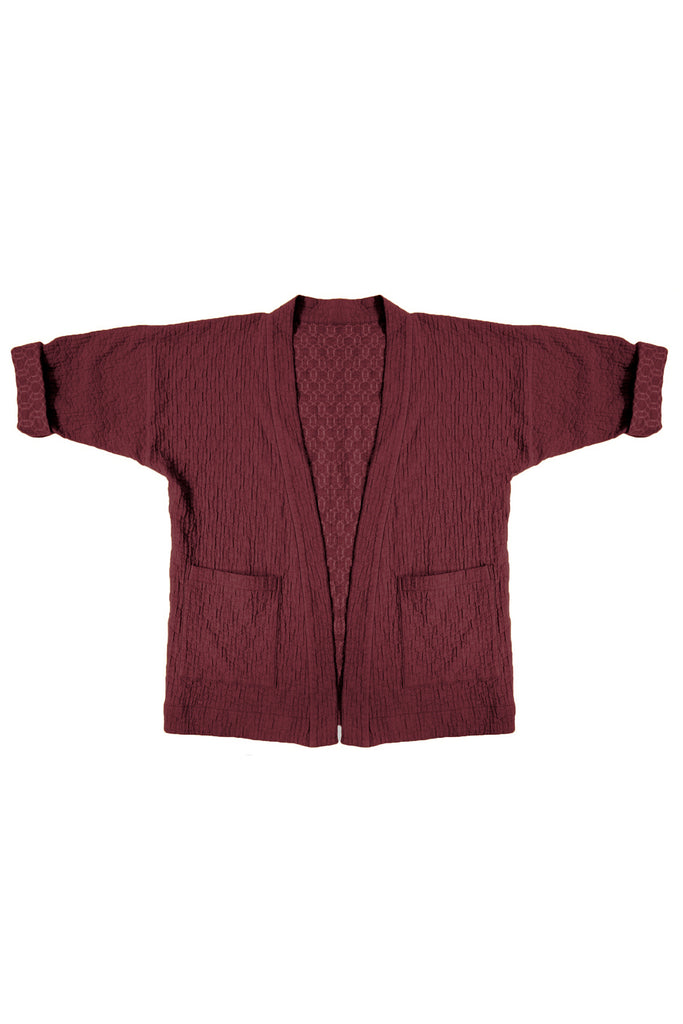 Jules Cardigan in Burgundy on white background