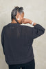 Back view of Maeva Cardigan in Charcoal on model in front of white background