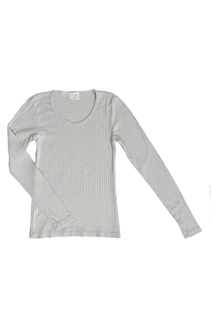 Maisie Long Sleeve Top in Oyster on white background