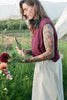 Minnie Tank in Burgundy on model in nature setting