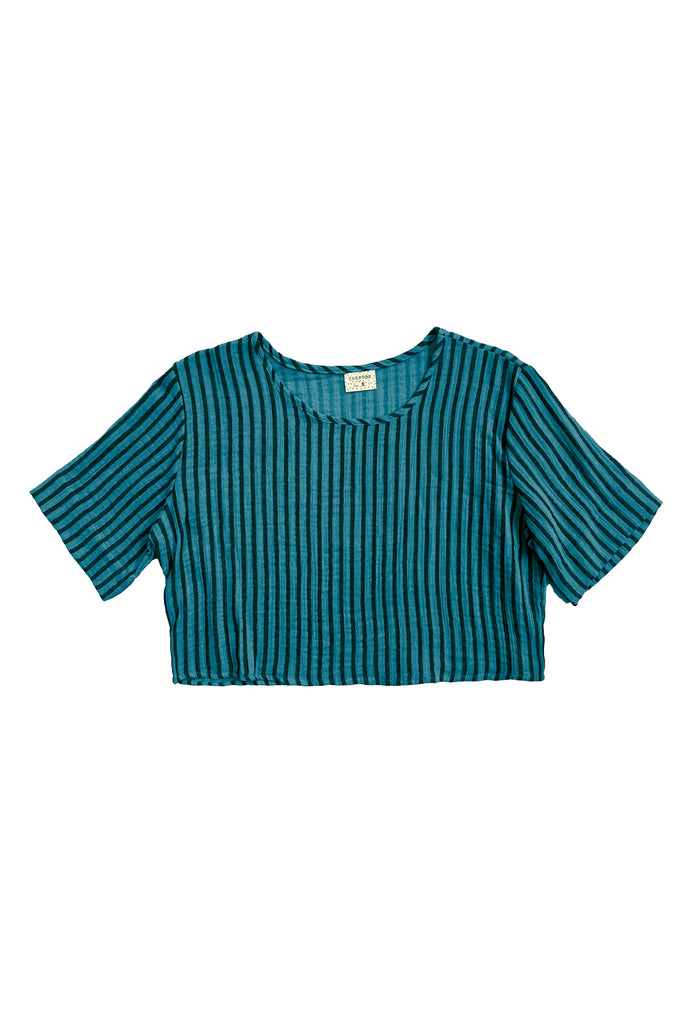 Noa Crop Tee in Ocean on white background