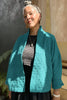 Oona Cardigan in Ocean on model 