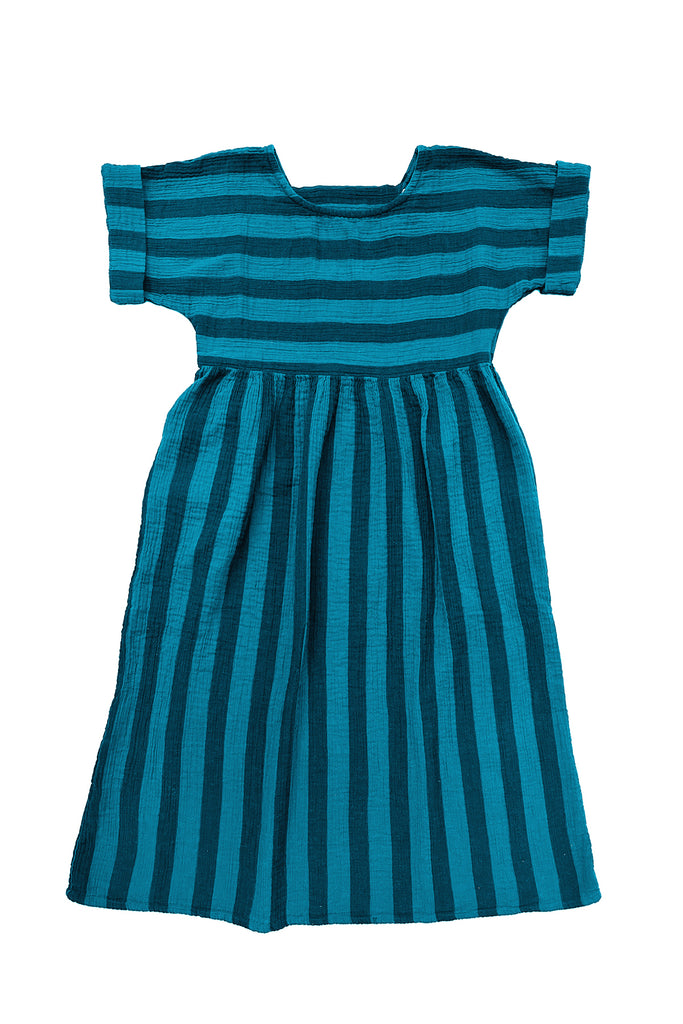 Perry Stripe Dress in Ocean on white background