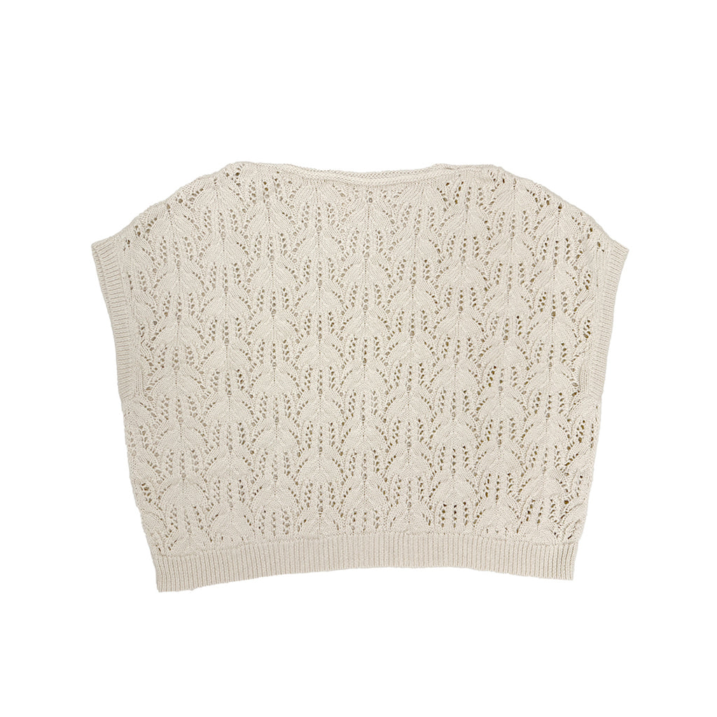 Rosey Sweater in Biscuit on white background