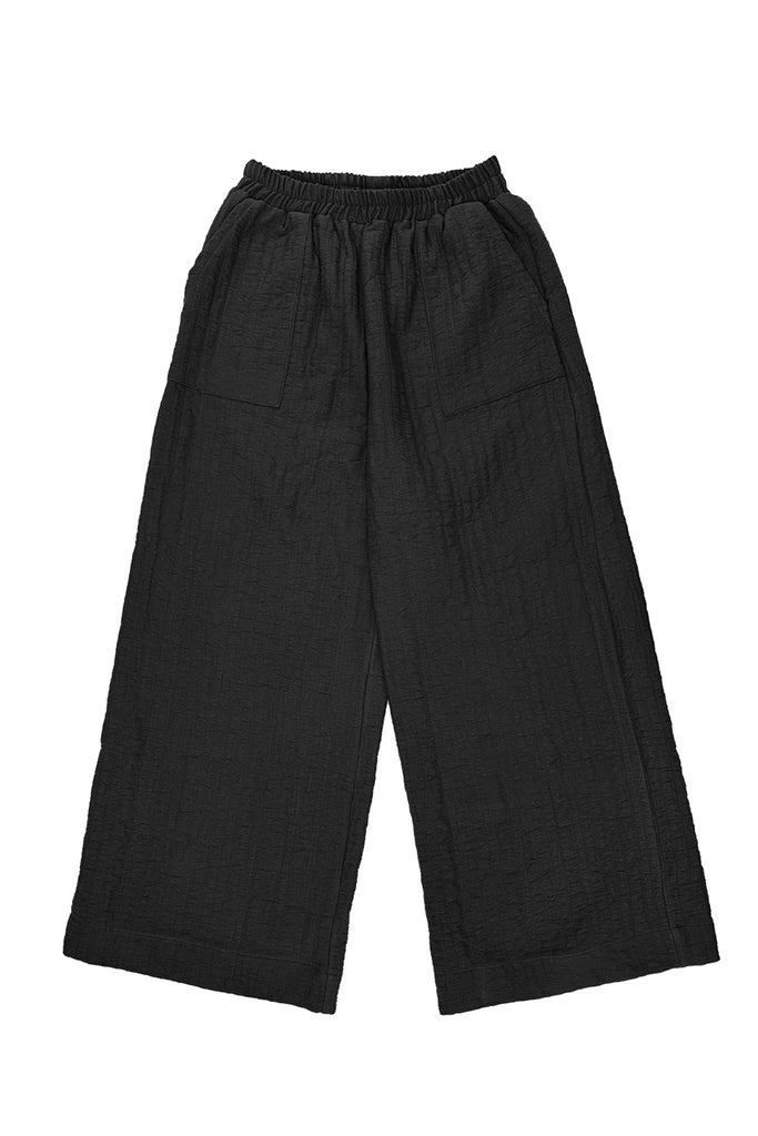 Quilted Wide Leg Pant in Black on white background