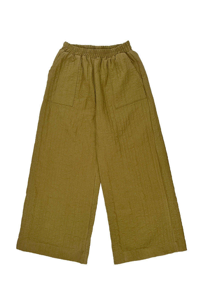 Quilted Wide Leg Pant in Fennel on white background
